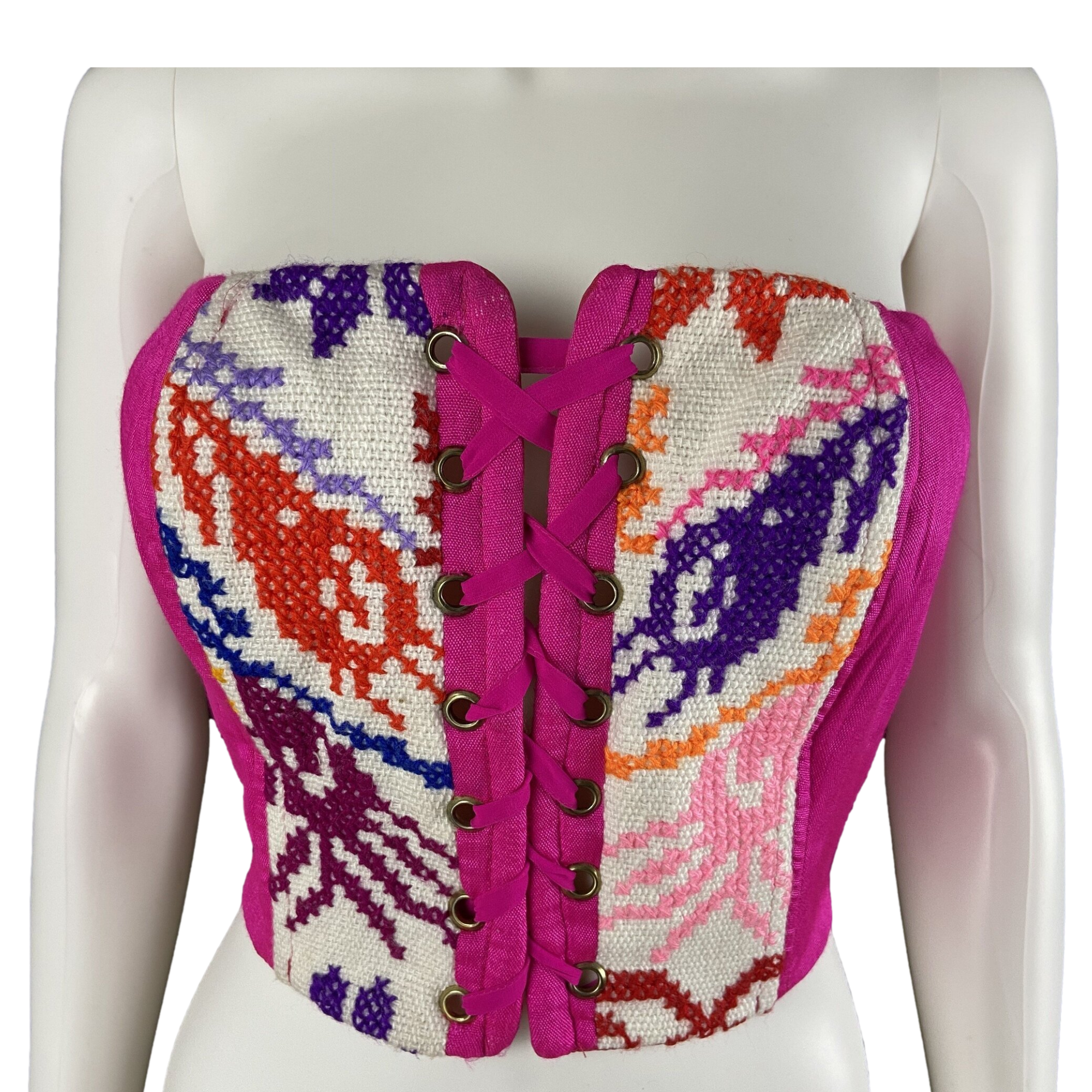 Mexican Fashion Embroidered Corset - Nayibi Mexico Potosi Pink Corset –  CoLores Decor