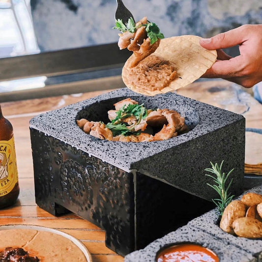 Mexican Handmade 7.8" Black Talavera Molcajete MeXican Artisan Fashion & Design