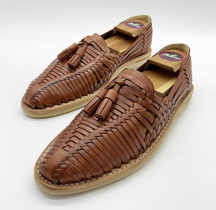 Cognac Mexican Huaraches- Mens Mexican Artisan Premium Leather Slip-on Huaraches CoLores Decor | Mexican Artisan Decor