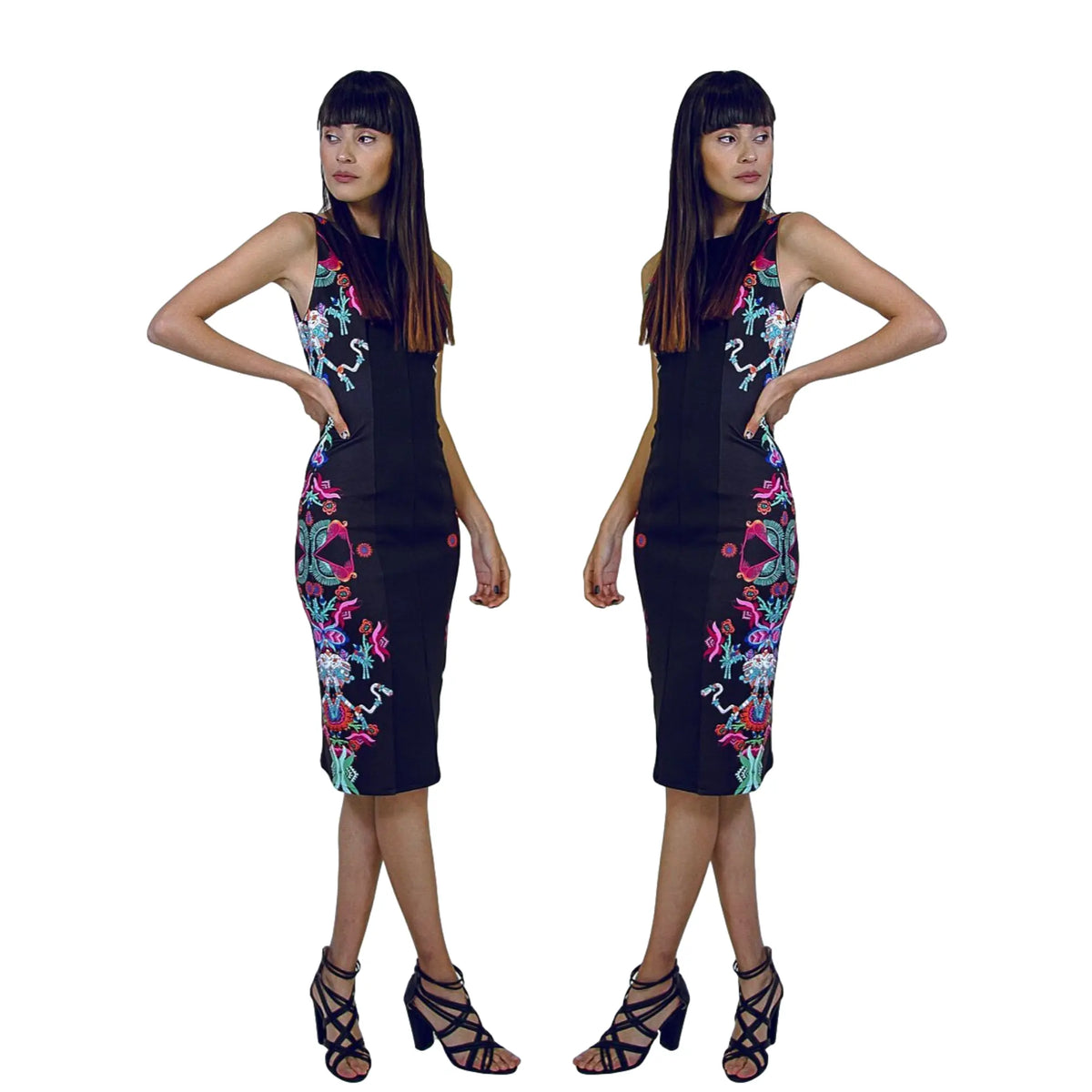 Mexican Fashion Black Dress - Nayibi Mexico Xochiquetzal Dress Colores Decor