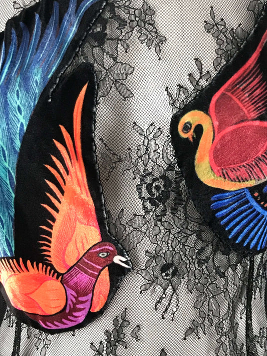 Mexican Fashion Design Ámate Birds Black Dress Colores Decor