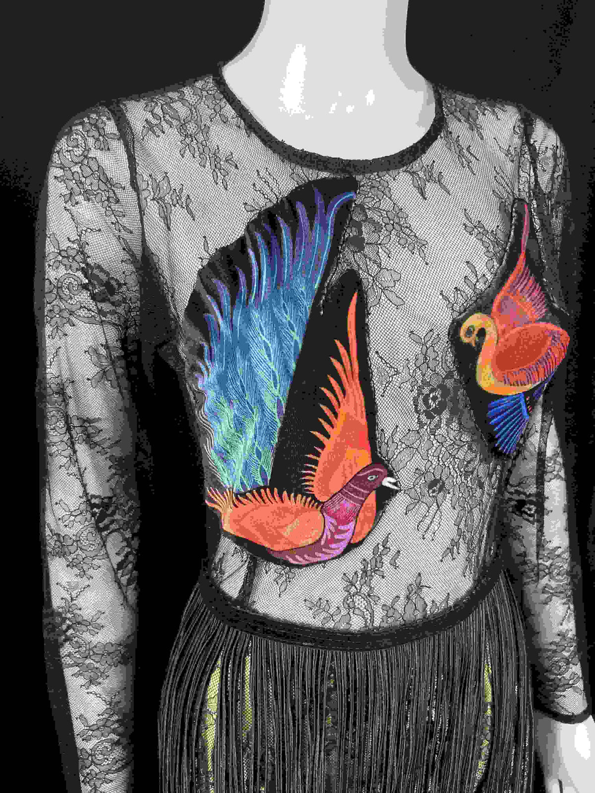 Mexican Fashion Embroidered Dress - Nayibi Mexico Amate Birds Black Dress Colores Decor