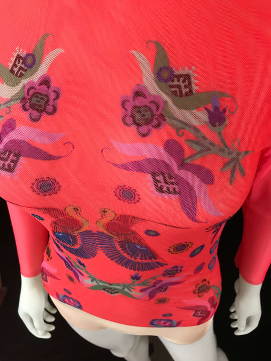 Mexican Fashion Designer Long Sleeve Aztec Bodysuit Colores Decor