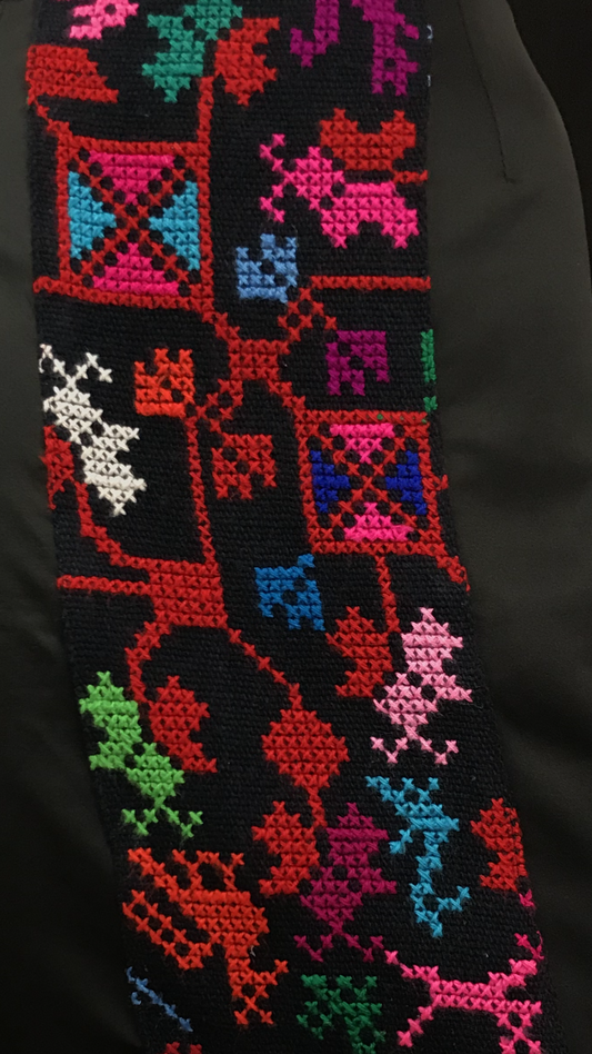 Mexican Fashion Designer Puebla Embroidered Black Pencil Skirt Colores Decor