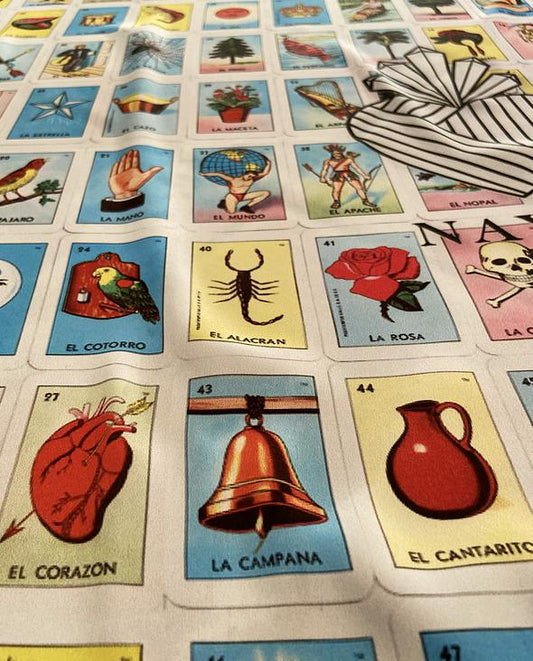 Mexican Fashion Silk Scarf - Nayibi Mexico Folklore Loteria Scarf Colores Decor