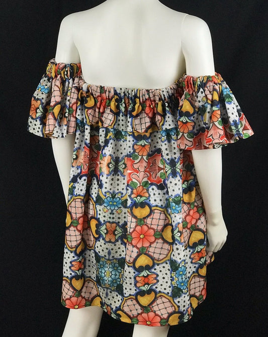 Mexican Fashion Designer Talavera Off-the-Shoulder Dress