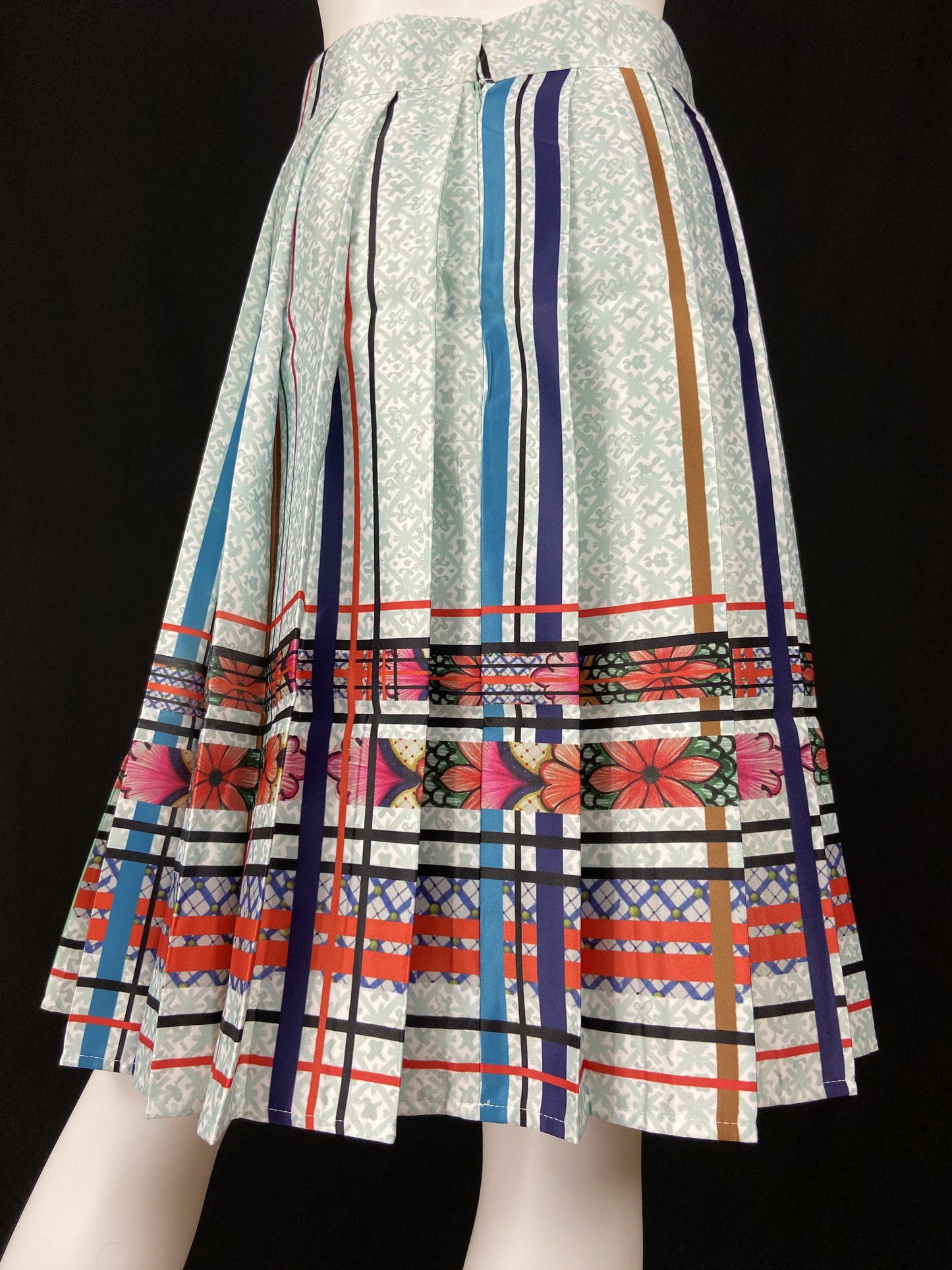 Mexican Fashion Designer Talavera Pleated Skirt Colores Decor
