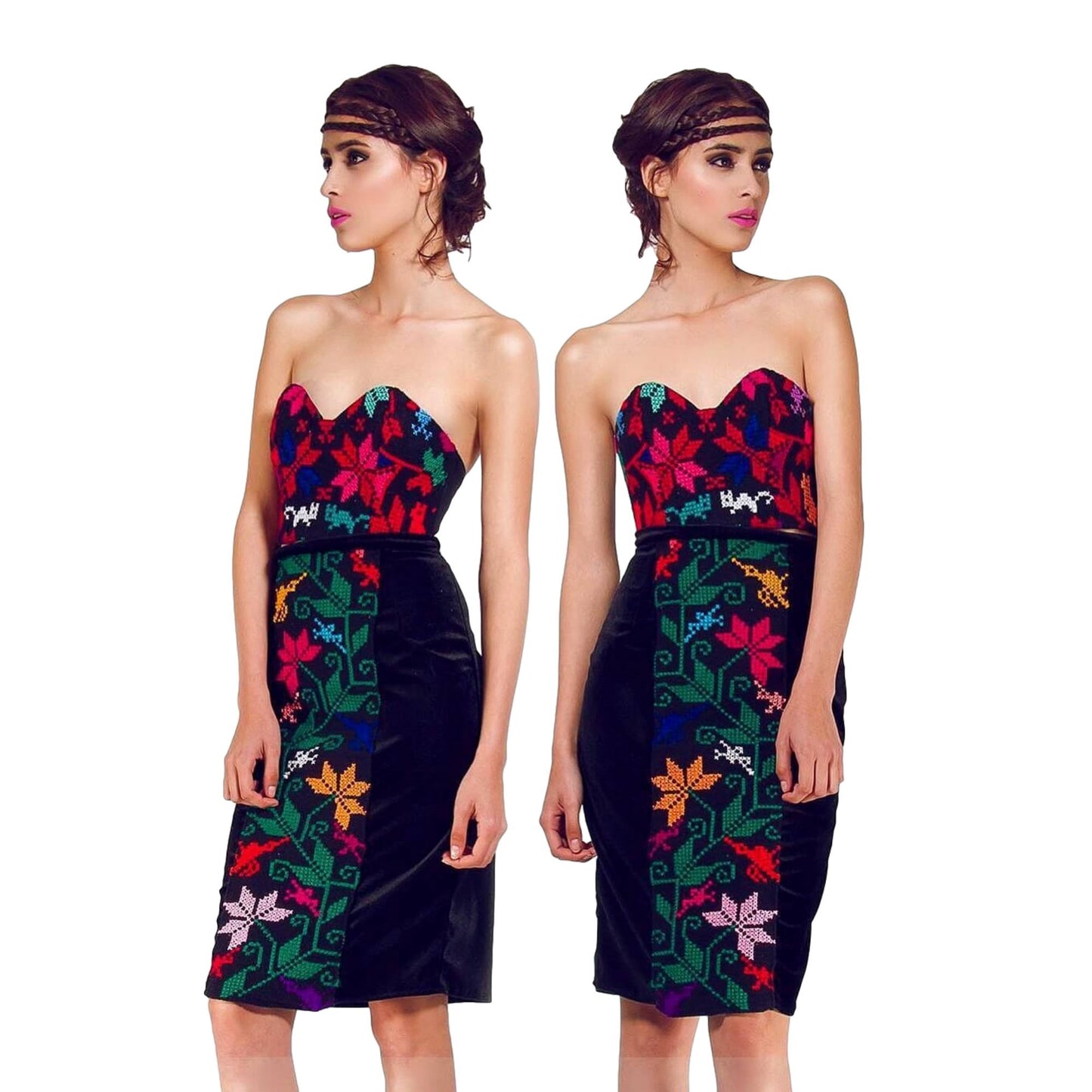 Mexican Fashion Embroidered Corset - Nayibi Mexico Puebla Black Corset Colores Decor