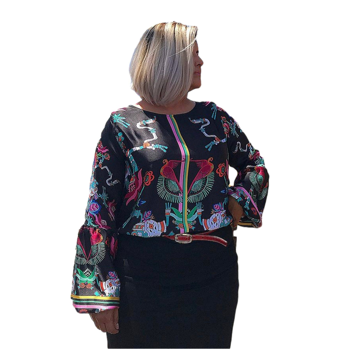 Mexican Fashion Silk Blouse - Nayibi Mexico Aztec Blouse Colores Decor