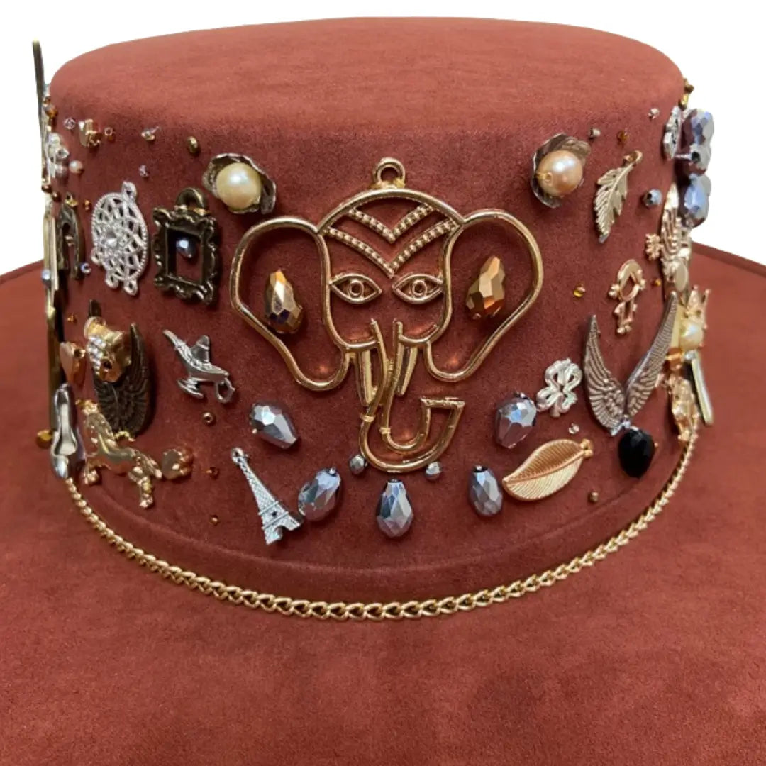 Mexican Handcrafted Boater Hat | La Gitana Elefante Terracotta Colores Decor