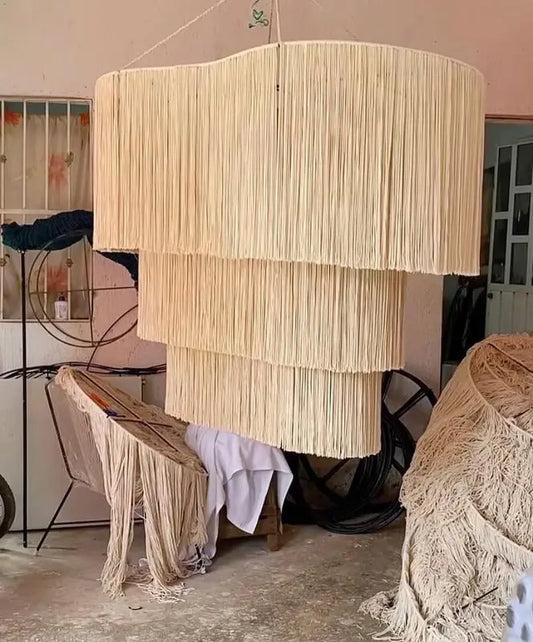 Mexican Handmade 3 Level Tassel Chandelier- Merida CoLores Decor | Mexican Artisan Decor