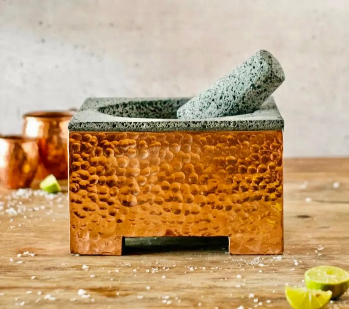 Mexican Handmade 7.8" Copper Molcajete CoLores Decor l Mexican Artisan Decor