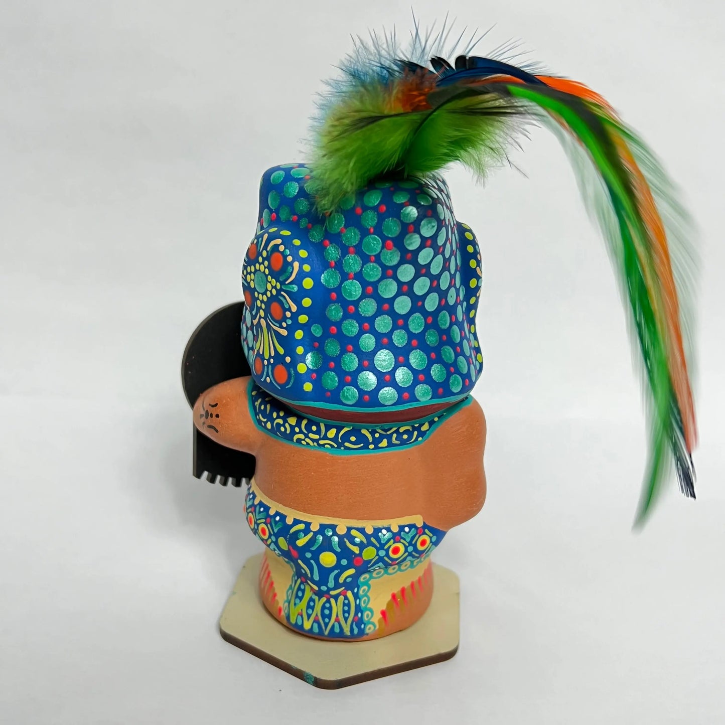 Mexican Handmade Clay Folklore Figurines- Eagle Warrior CoLores Decor l Mexican Artisan Decor