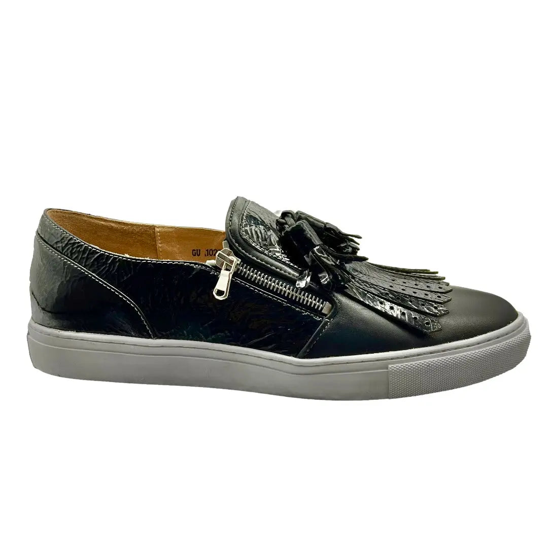 Mexican Handmade Men's Premium Leather Loafer Sneaker- Lig Black Colores Decor
