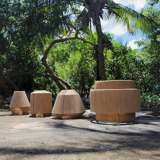 Mexican Handmade Natural Jute Chandeliers- LasPaLmas, set of 4 CoLores Decor | Mexican Artisan Decor