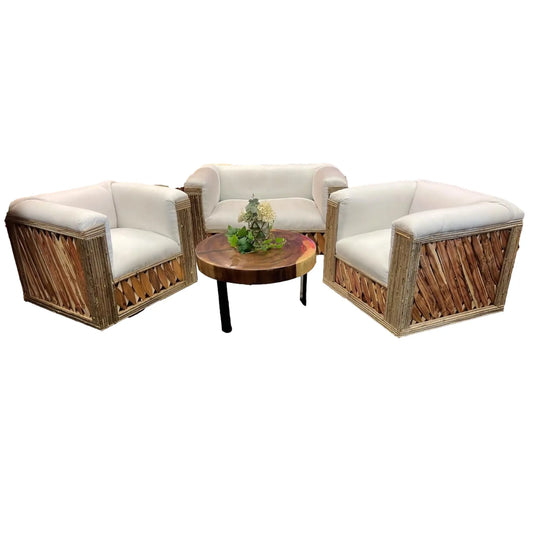 Mexican Handmade Outdoor Waterproof & Bleach Proof Loveseat Equipal- Los Cabos MeXican Artisan Fashion & Design