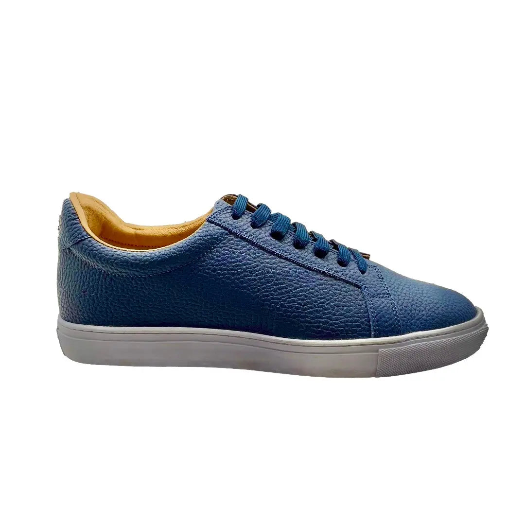Mexican Handmade Premium Leather Men Sneakers- Moreno Blue Colores Decor