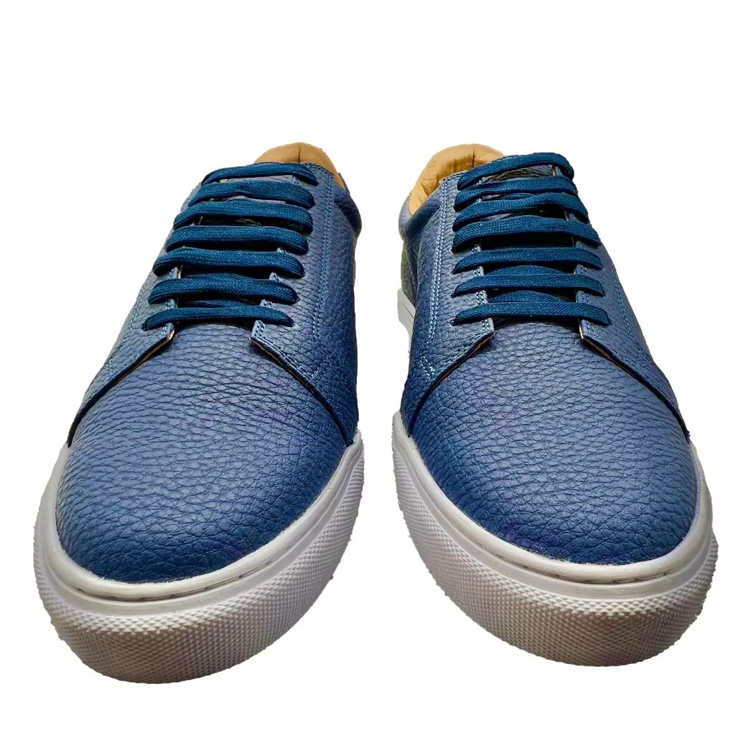 Mexican Handmade Premium Leather Men Sneakers- Moreno Blue Colores Decor
