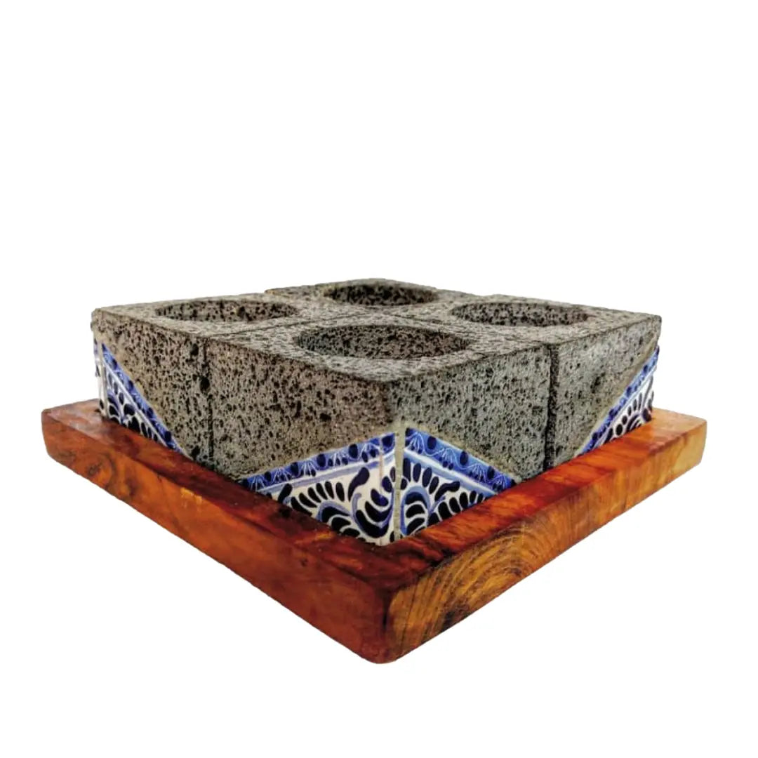 Mexican Handmade Talavera 4 Division Salsa Square CoLores Decor l Mexican Artisan Decor