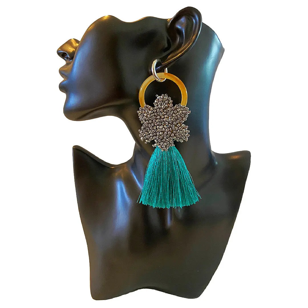 Mexican Handmade Tassel Statement Earrings | Uembekua Colores Decor