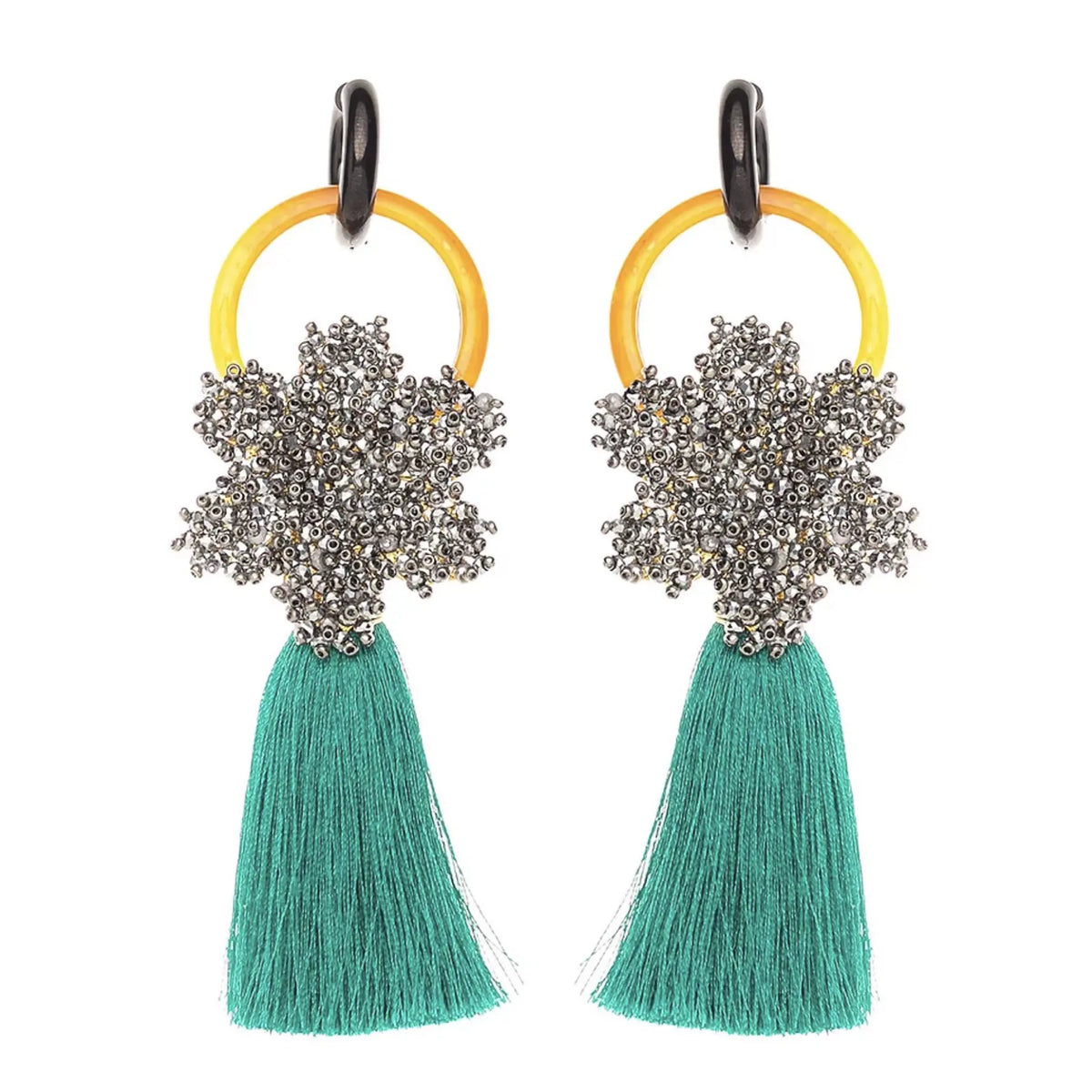 Mexican Handmade Tassel Statement Earrings | Uembekua Colores Decor
