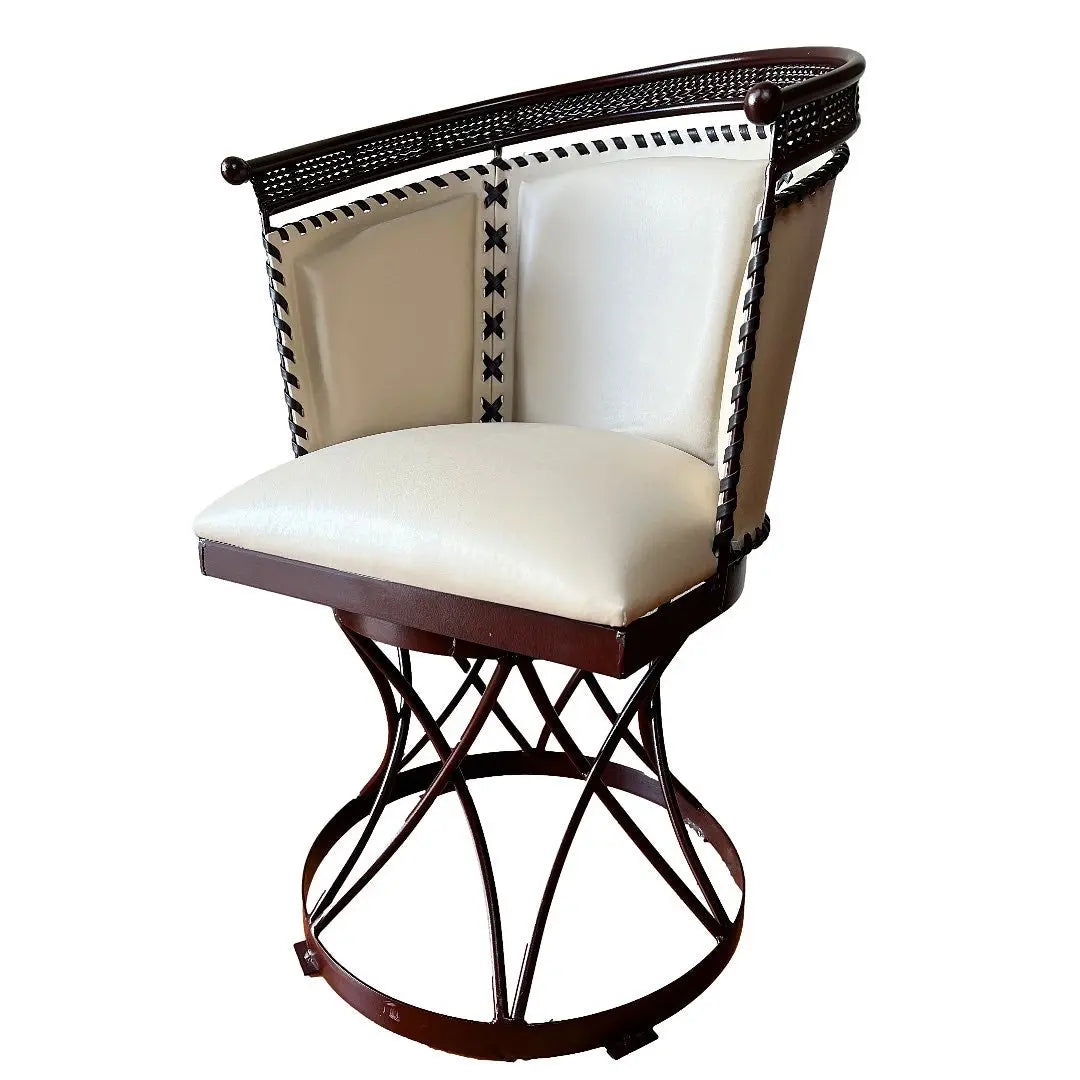 Mexican Handmade Wrought Iron Napa Leather Swivel Chairs- Herrera MeXican Artisan Fashion & Design