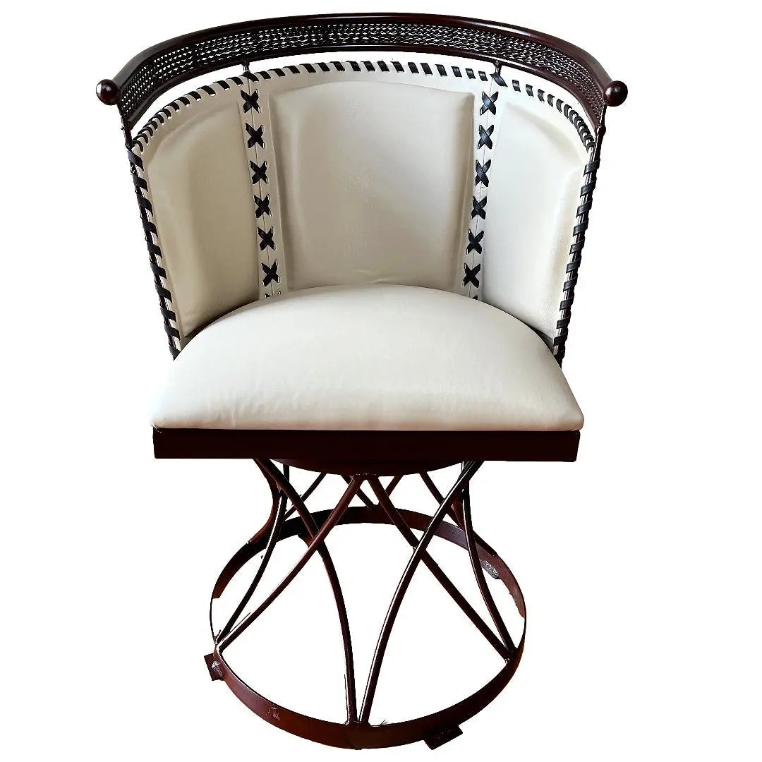 Mexican Handmade Wrought Iron Napa Leather Swivel Chairs- Herrera MeXican Artisan Fashion & Design