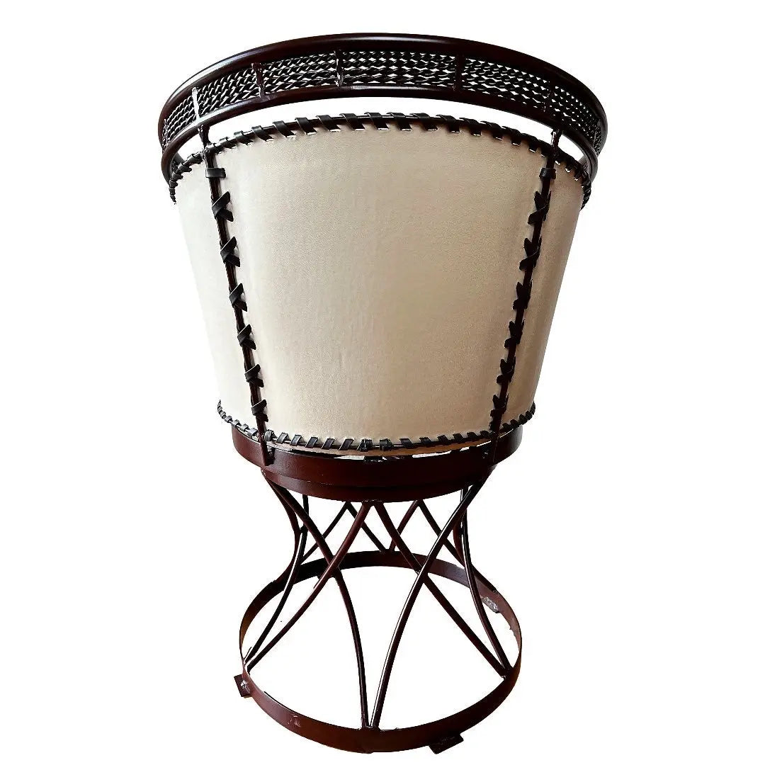 Mexican Handmade Wrought Iron Napa Leather Swivel Chairs- Herrera MeXican Artisan Fashion & Design