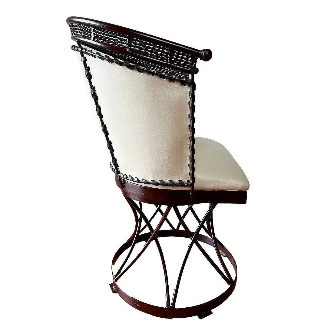 Mexican Handmade Wrought Iron Napa Leather Swivel Chairs- Herrera MeXican Artisan Fashion & Design