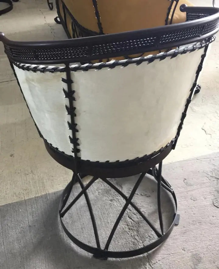 Mexican Handmade Wrought Iron Napa Leather Swivel Barstool- Herrera MeXican Artisan Fashion & Design