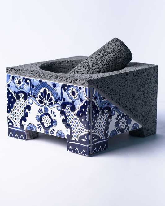 Mexican Handmade 7.8" Talavera Molcajete- Royal Blue MeXican Artisan Fashion & Design