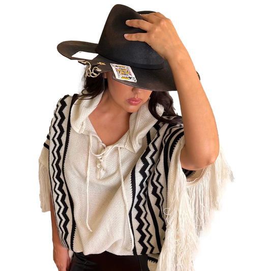 Mexican Handcrafted Wide Brim Cowboy Hat | BurnBaby Burn Black Colores Decor