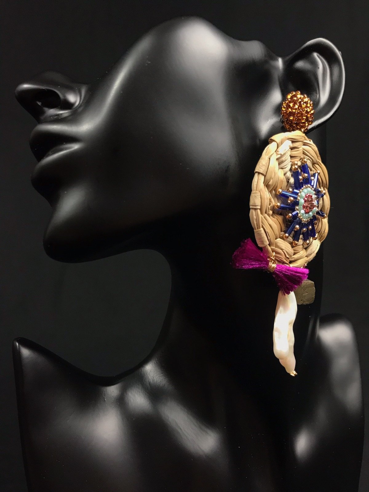 Woven Palm Mexican Handmade Dangle Tassel Earrings