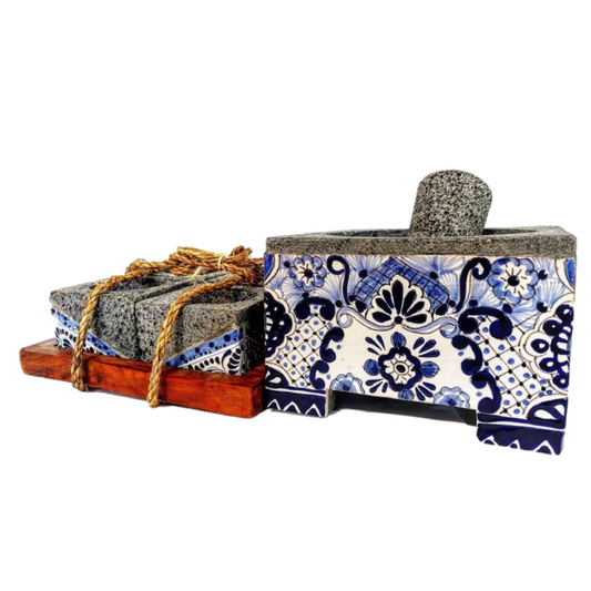 Mexican Handmade Talavera 4 Division Salsa Square MeXican Artisan Fashion & Design