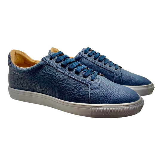 Mexican Handmade Premium Leather Men Sneakers- Moreno Blue Colores Decor