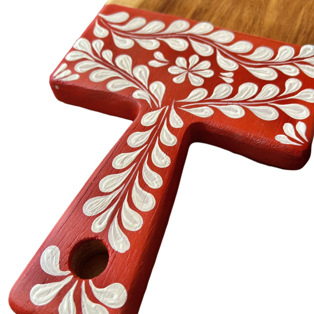 Mexican Handmade Parota Wood Tortilla Warmer & Charcuterie Board 2 Piece Set- Silver Rose MeXican Artisan Fashion & Design