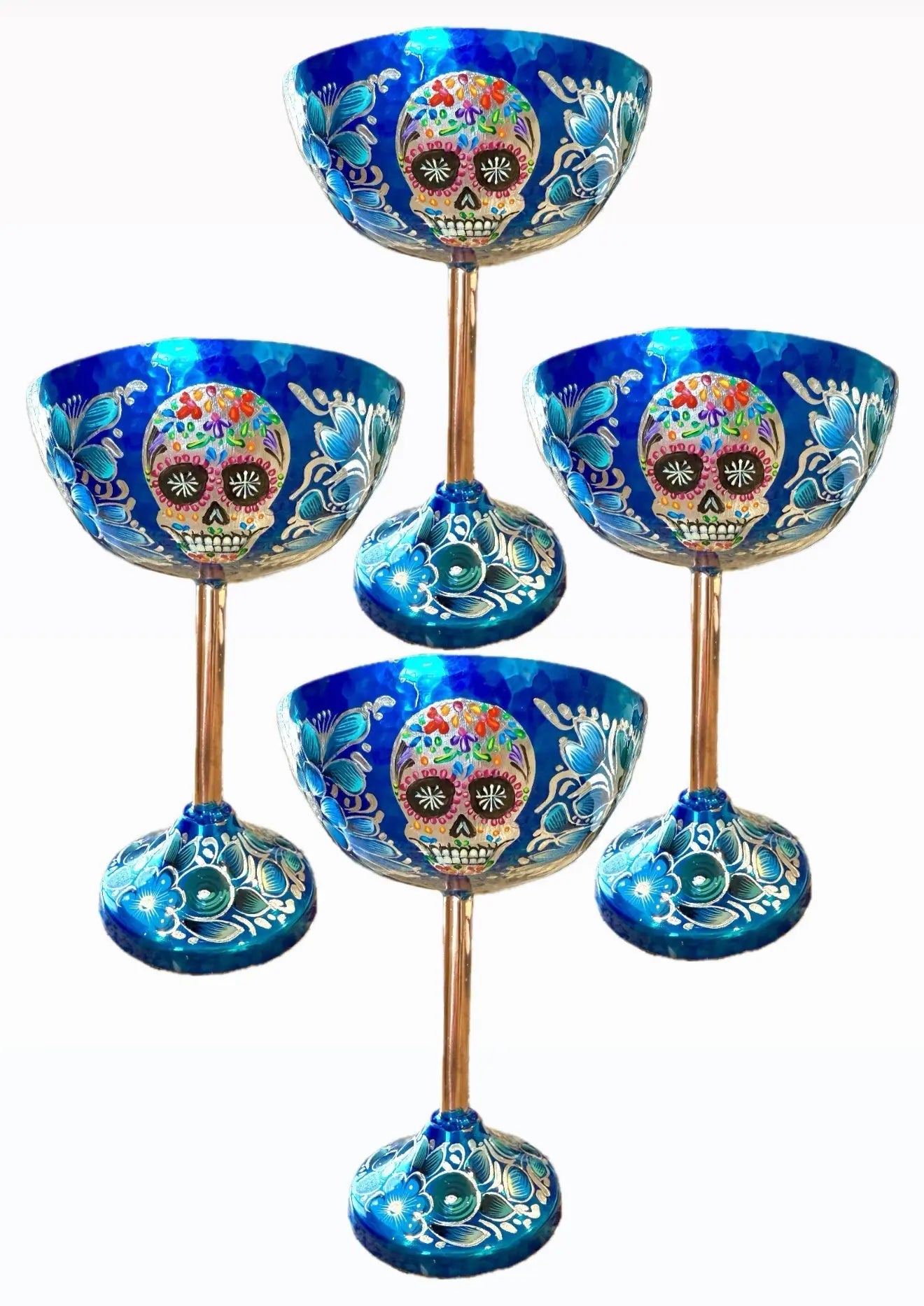Mexican-Artisan-Hand-Painted-Copper-Coupes-Glasses