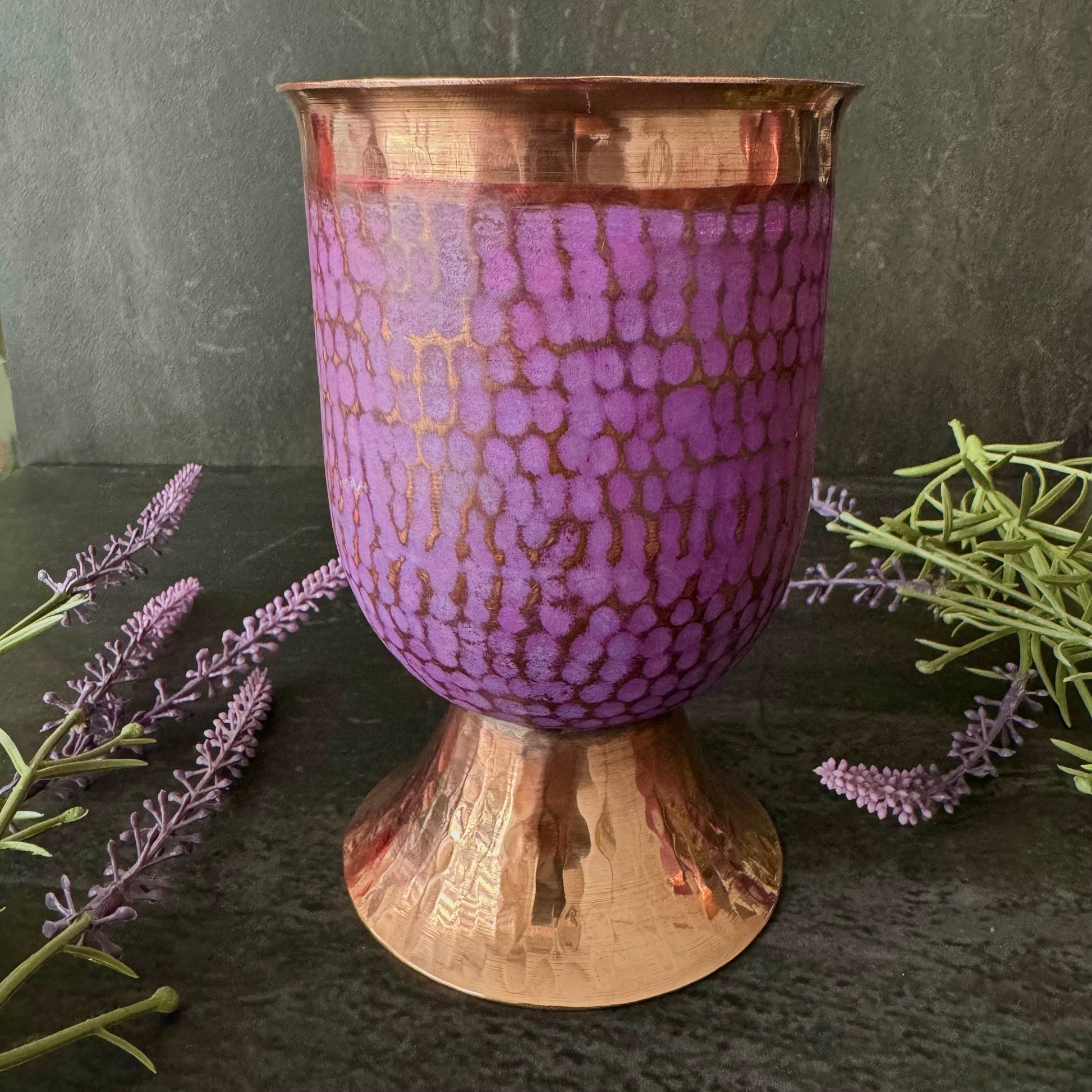 Mexican Handmade Copper 20 oz. Mixing Cup- Lavender CoLores Decor | Mexican Artisan Decor