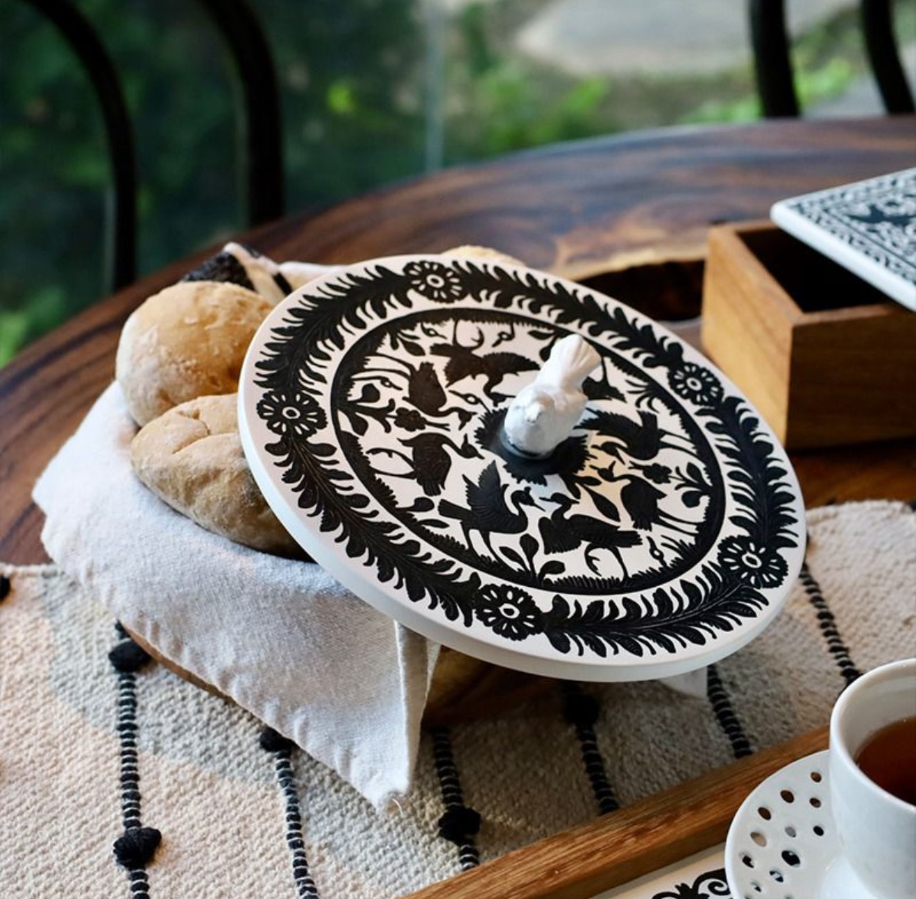 Mexican Handmade Parota Wood Tortilla Warmer - Olinala Colores Decor l Mexican Artisan Decor