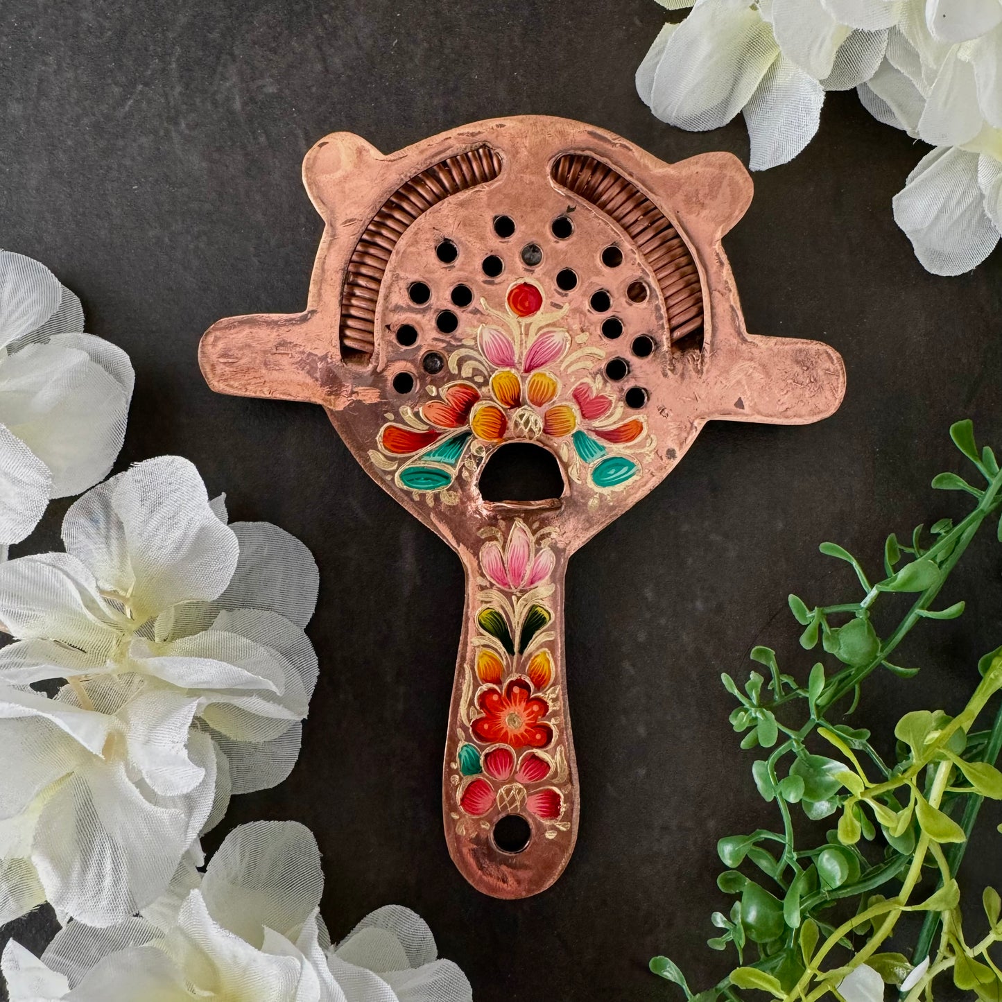 Mexican Handmade Copper Hawthorne Strainer- LYYE Flowers CoLores Decor | Mexican Artisan Decor