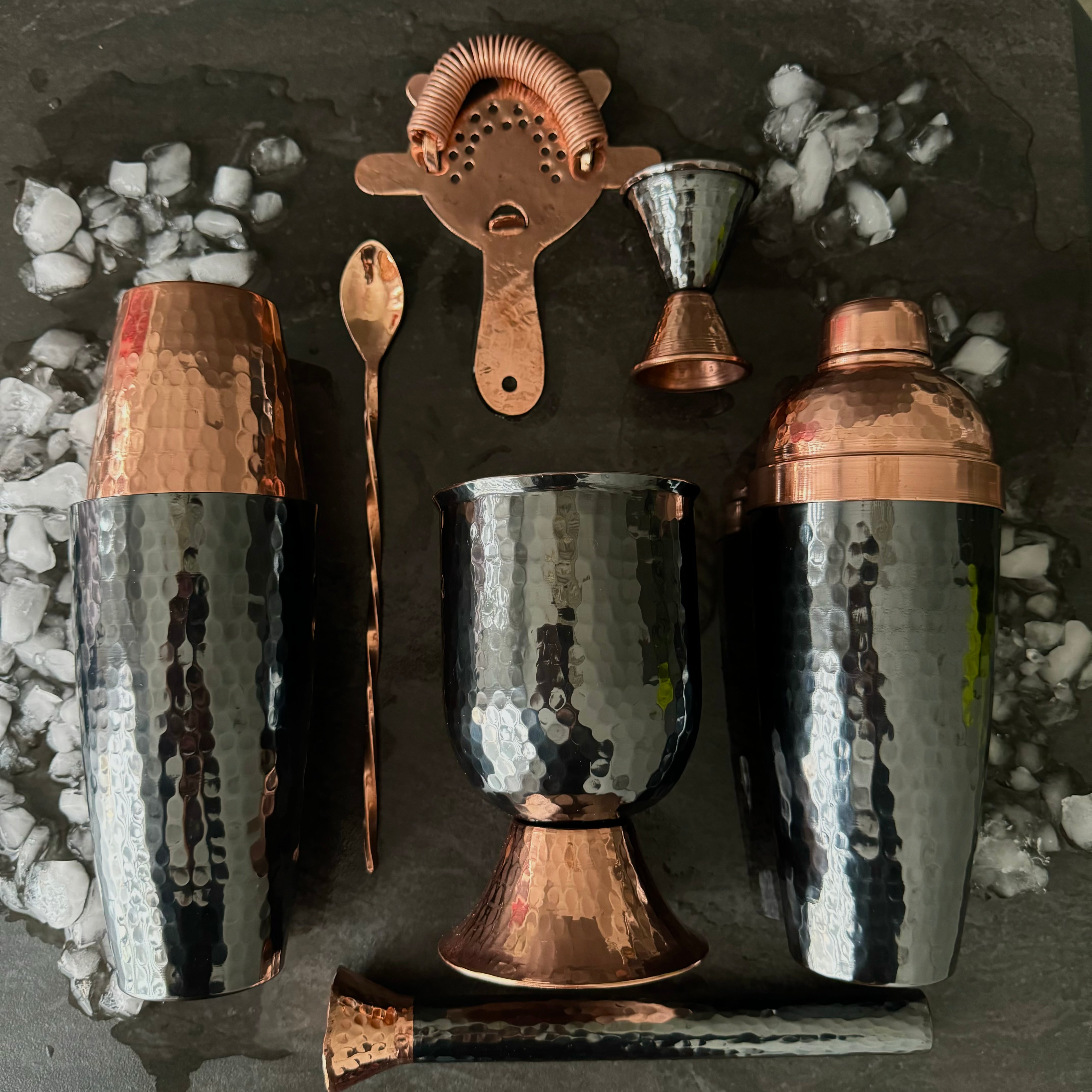Mexican Handmade Barware Copper 7-Piece Bar Tools - Black Nickel ...