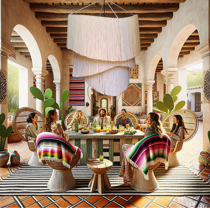 Mexican Handmade 3 Level Tassel Chandelier-  ArieLLa CoLores Decor | Mexican Artisan Decor