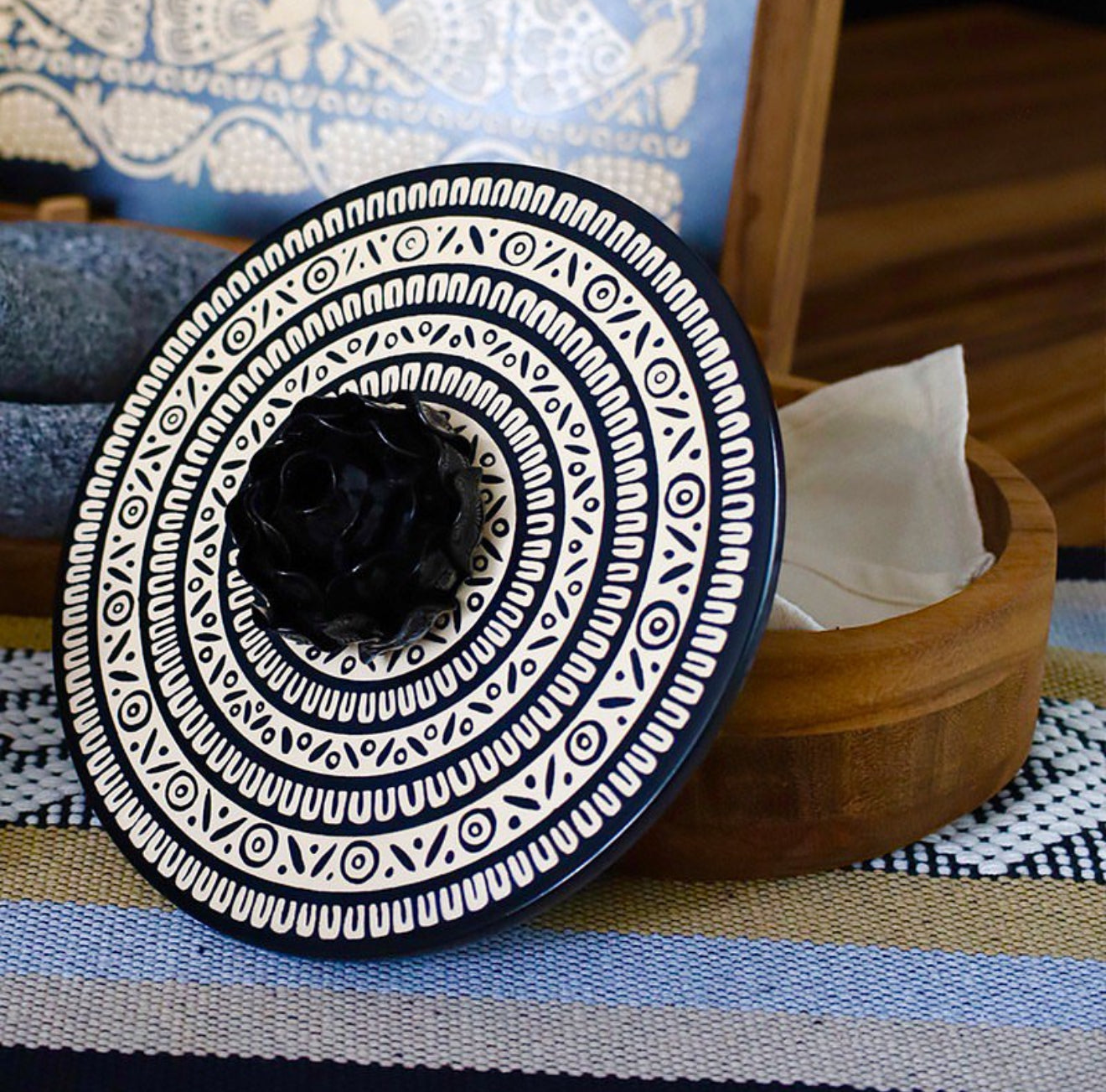 Mexican Handmade Parota Wood Tortilla Warmer - Olinala Colores Decor l Mexican Artisan Decor