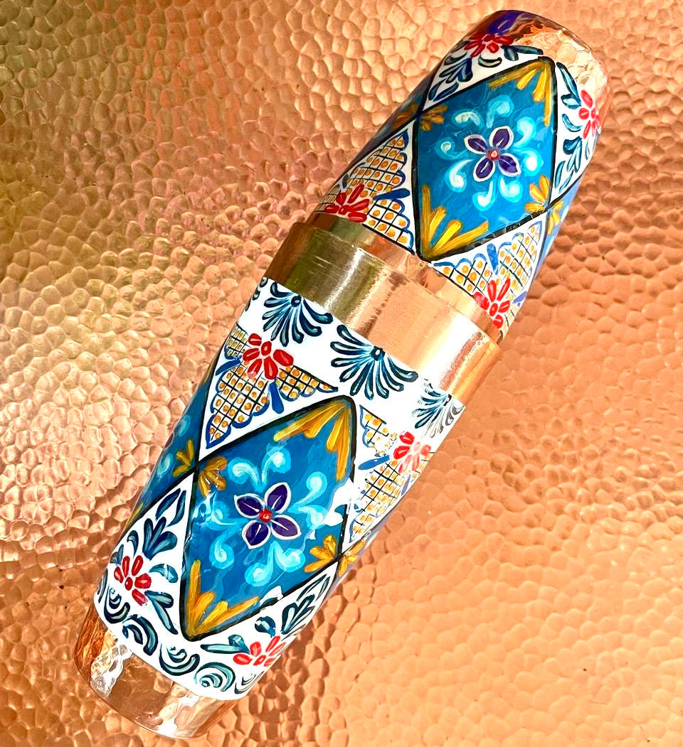 Mexican Handmade Copper 24 oz. Boston Shaker- Talavera CoLores Decor | Mexican Artisan Decor