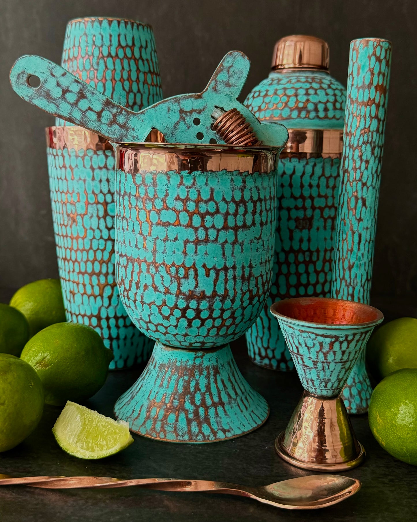 Mexican Handmade Copper 20 oz. Mixing Cup- Emerald CoLores Decor | Mexican Artisan Decor