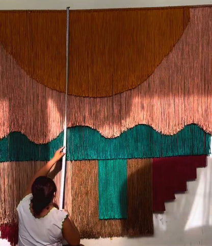 Mexican Handmade Fabric Art Wall Decor Art- Arandini “Sunrise” CoLores Decor l Mexican Artisan Decor