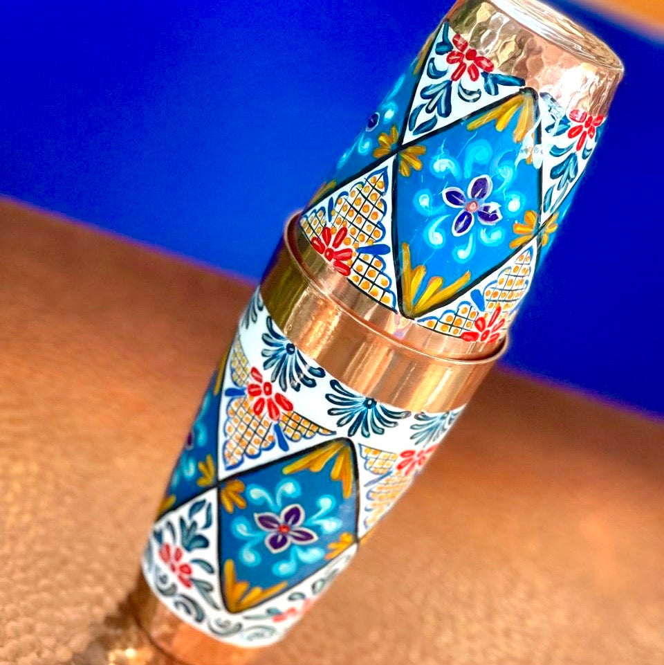 Mexican Handmade Copper 24 oz. Boston Shaker- Talavera CoLores Decor | Mexican Artisan Decor