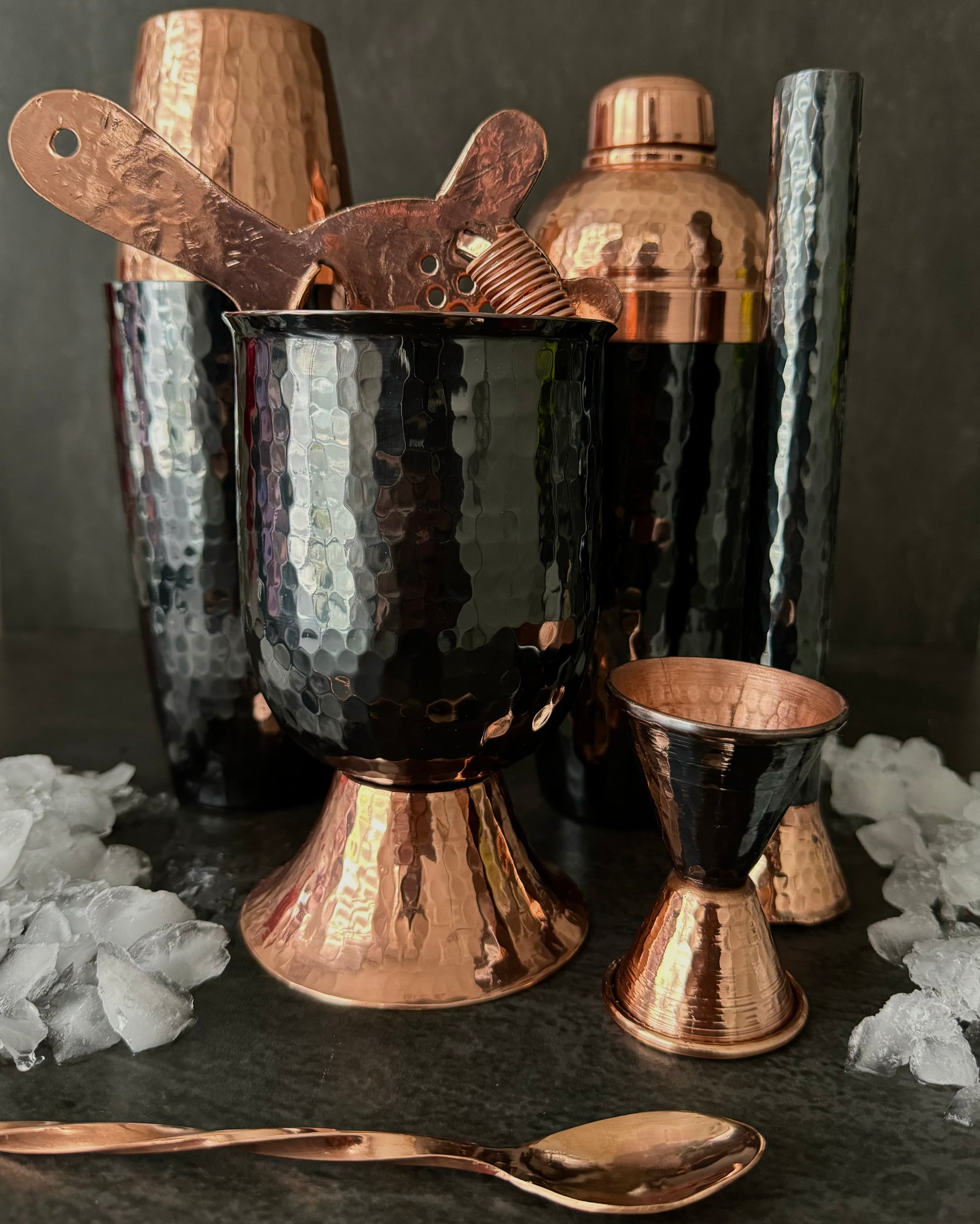 Mexican Handmade Copper 24 oz. Boston Shaker- Black Nickel CoLores Decor | Mexican Artisan Decor