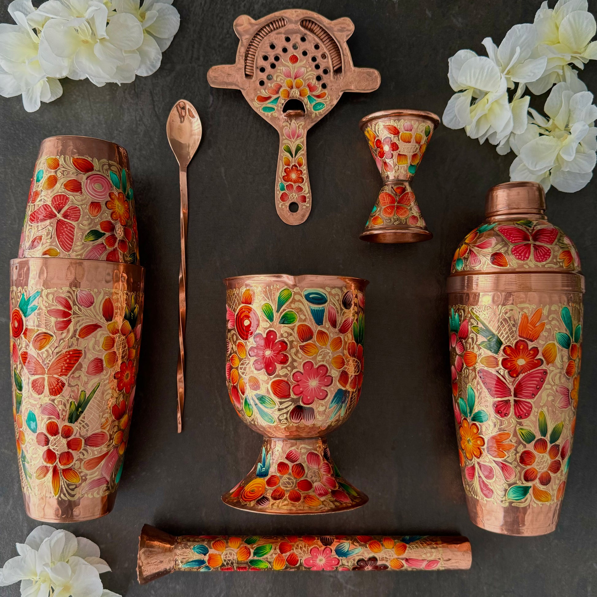 Mexican Handmade Copper 24 oz. Cobbler Shaker- LYYE Flowers CoLores Decor | Mexican Artisan Decor
