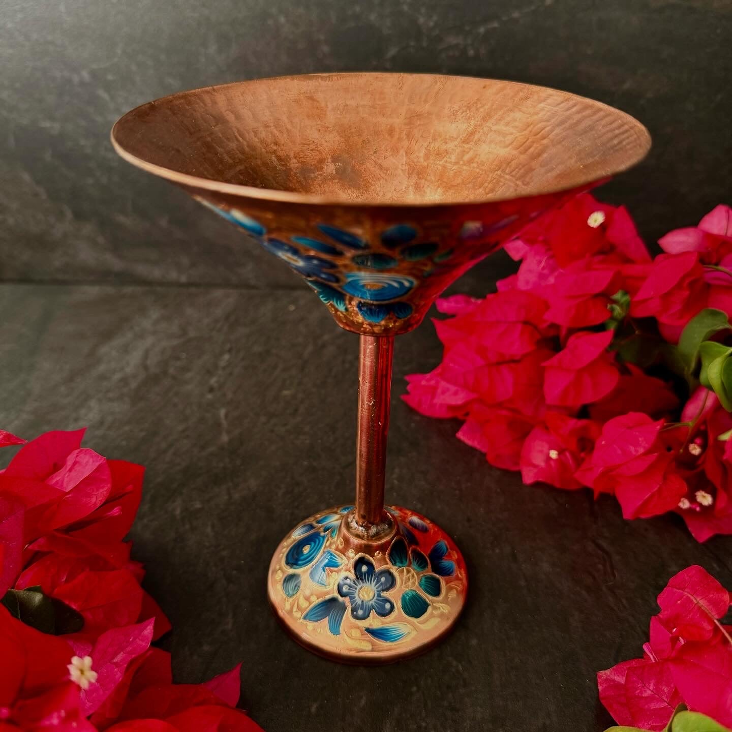 Mexican Copper 14 oz. Martini Glass- Zamora Azul CoLores Decor